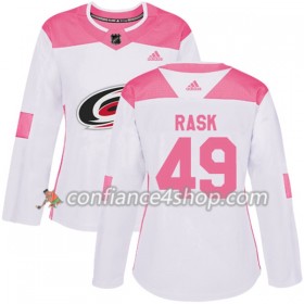 Adidas Maillot de Hockey Carolina Hurricanes Victor Rask 49 2017-2018 Blanc Rose Fashion Authentic - Femme